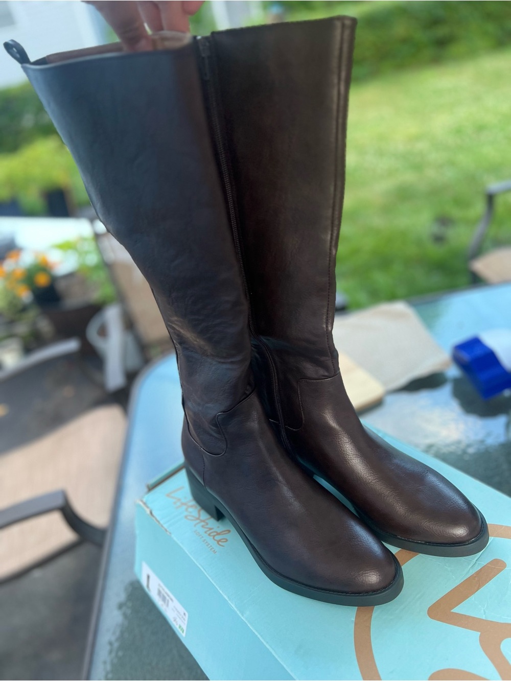 Life Stride Women's Tall Leather Boots in Dark Brown